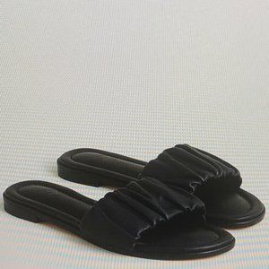 J.Crew Menorca scrunchie-strap slides in leather
